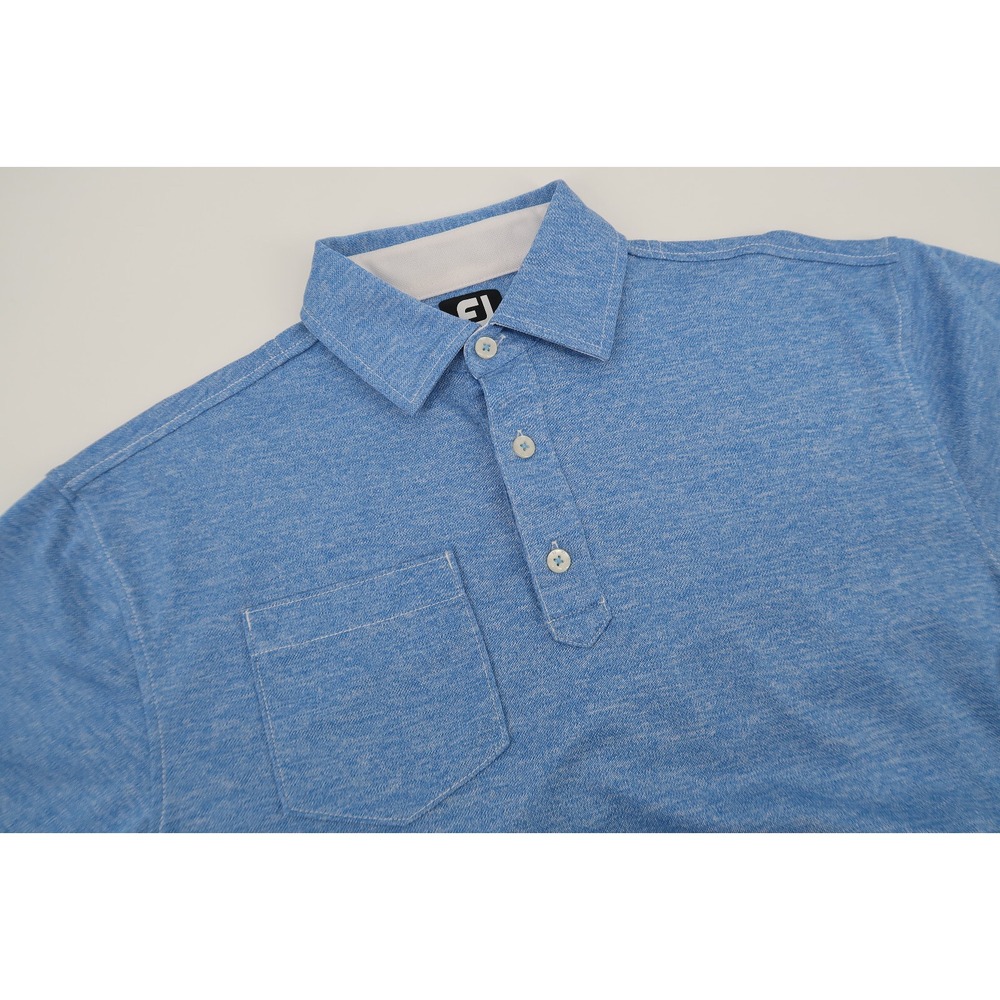 Footjoy Mens Medium Blue Pocket Golf Performance Polo Shirt Short‎ Sleeve